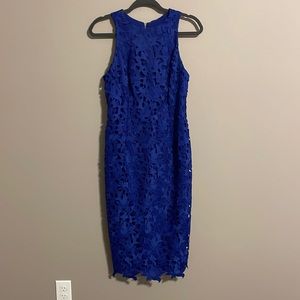ANTONIO MELANI Blue Lace Midi Dress